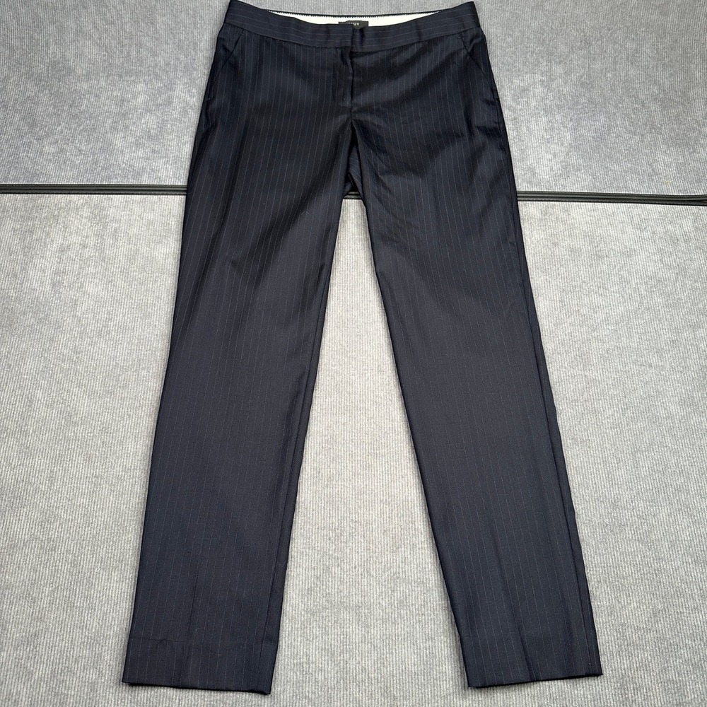 J.Crew Navy Blue Pinstripe Straight Leg Dress Pants Trousers 6T Tall Y2k